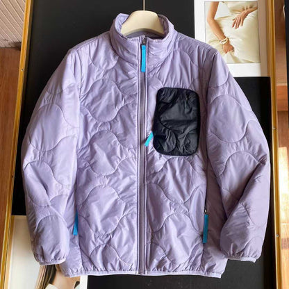 Damen Steppjacke Leicht Hohler Kragen Praktische Taschen