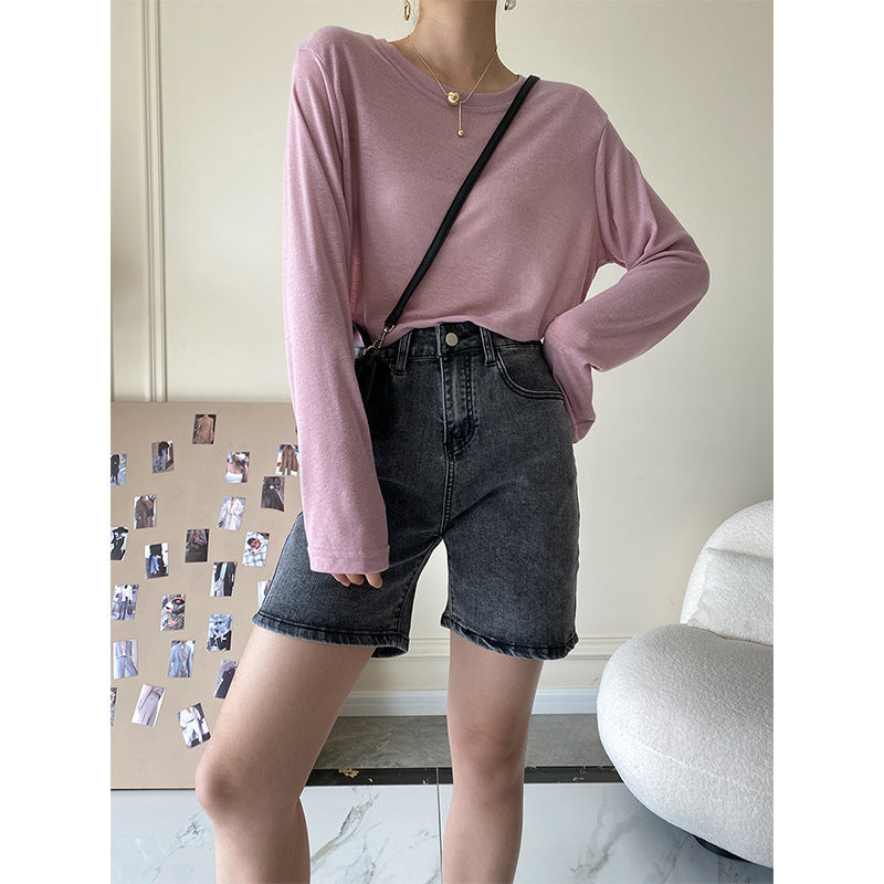 Damen Highwaist Denim Shorts Blau Eveloria