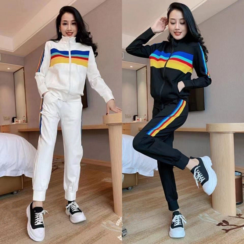Damen Sportliches Freizeit-Set Hochkragen Bunt - Eveloria