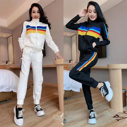 Damen Sportliches Freizeit-Set Hochkragen Bunt - Eveloria