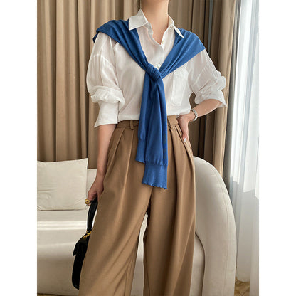 Damen Bluse Gestreift Pullover-Ausschnitt Elegantes Design