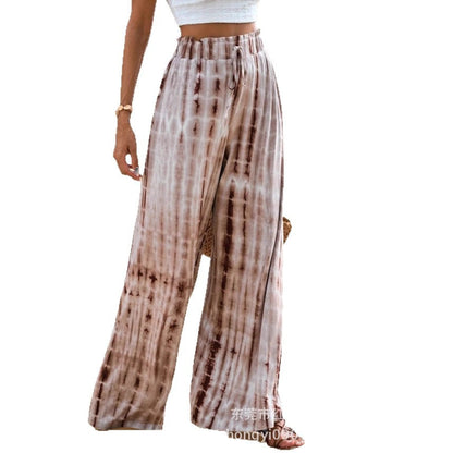 Damen Sommerhose Weit Elastischer Bund Batikmuster