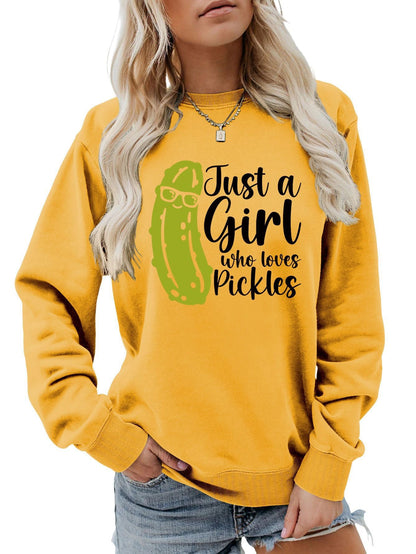 Damen Sweatshirt mit Gurkenmotiv und Lässigem Schnitt