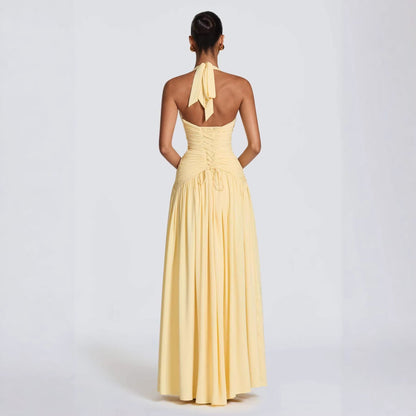Damen Maxikleid mit Halterlosem Ausschnitt und Faltenwurf