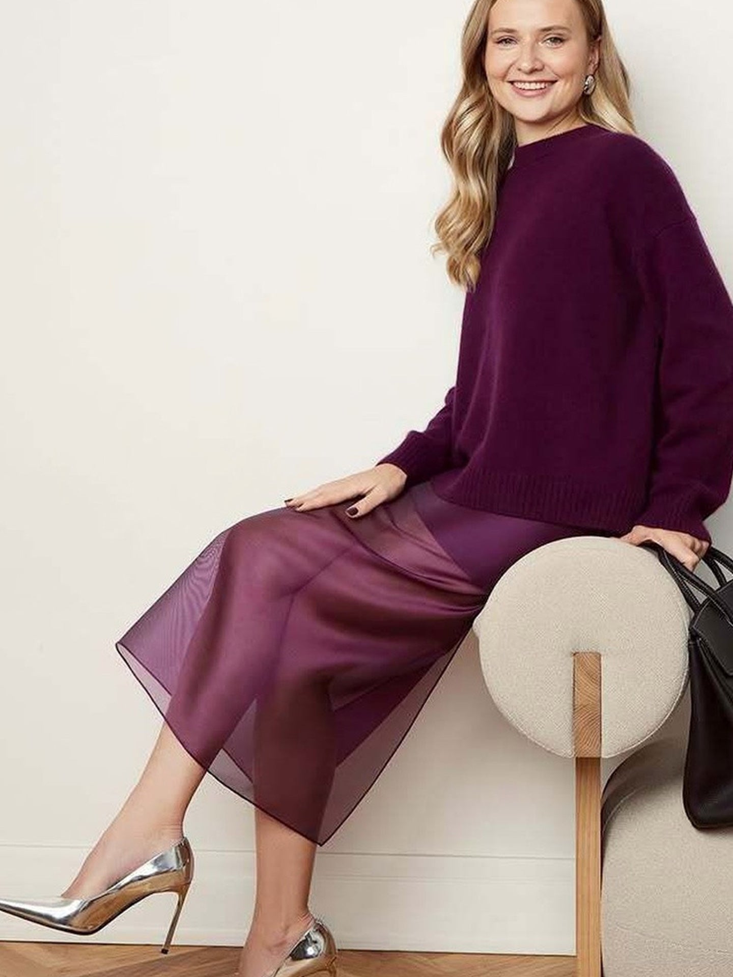 Damen Chiffon-Rock Lang Mit Seitlichem Schlitz Eveloria