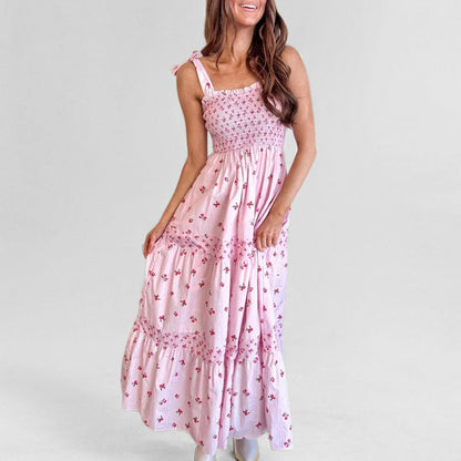 Damen Maxikleid Smocking-Oberteil Florales Design Eveloria