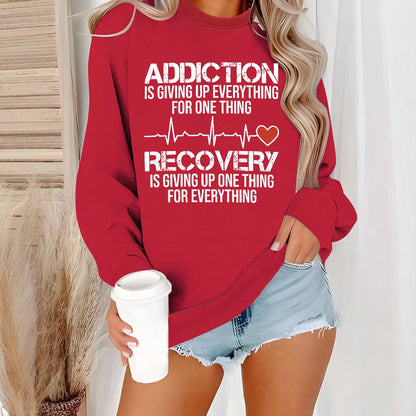 Damen Sweatshirt Lässiger Schnitt Inspirierender Druck Grau