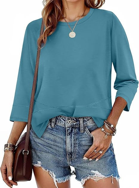 Damen Pullover 3/4 Ärmel Lässig Eveloria