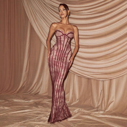 Damen Spitzenkleid mit Bustier-Oberteil und eleganten Details Eveloria