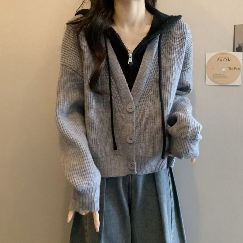 Damen Wickeljacke mit Kapuze Modisch Schwarz - Eveloria