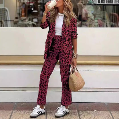 Damen Blazeranzug Animal-Print Modern