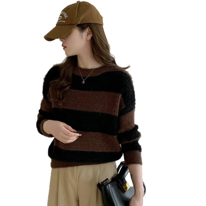 Damen Kuschelpullover Gestreift Eveloria