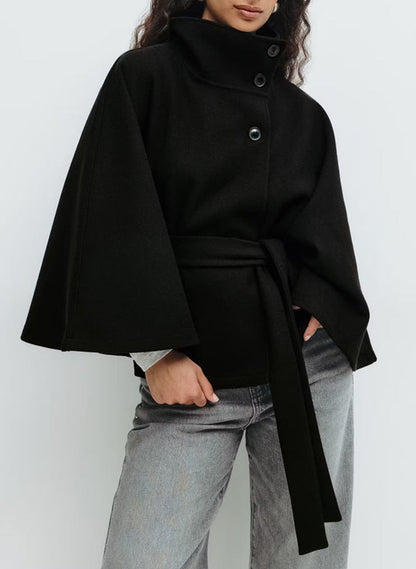 Damen Wendejacke Warm Hochkragen Bindegürtel Eveloria