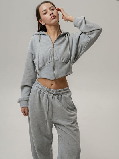 Damen Sweat- und Jogginghose-Set Hochkragen Weites Design