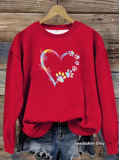 Damen Sweatshirt Florales Herzdesign Bequem Grau