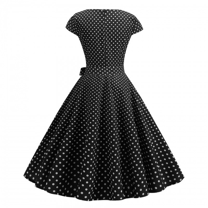 Damen Swingkleid Punkte Elegante Taillierung