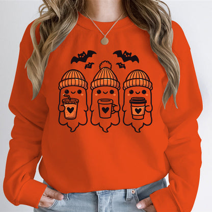 Damen Sweatshirt Gespenster-Design Baumwolle Gemütlich Grau