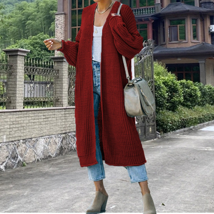 Damen Grobstrick-Cardigan Offene Maschen Lässiger Schnitt