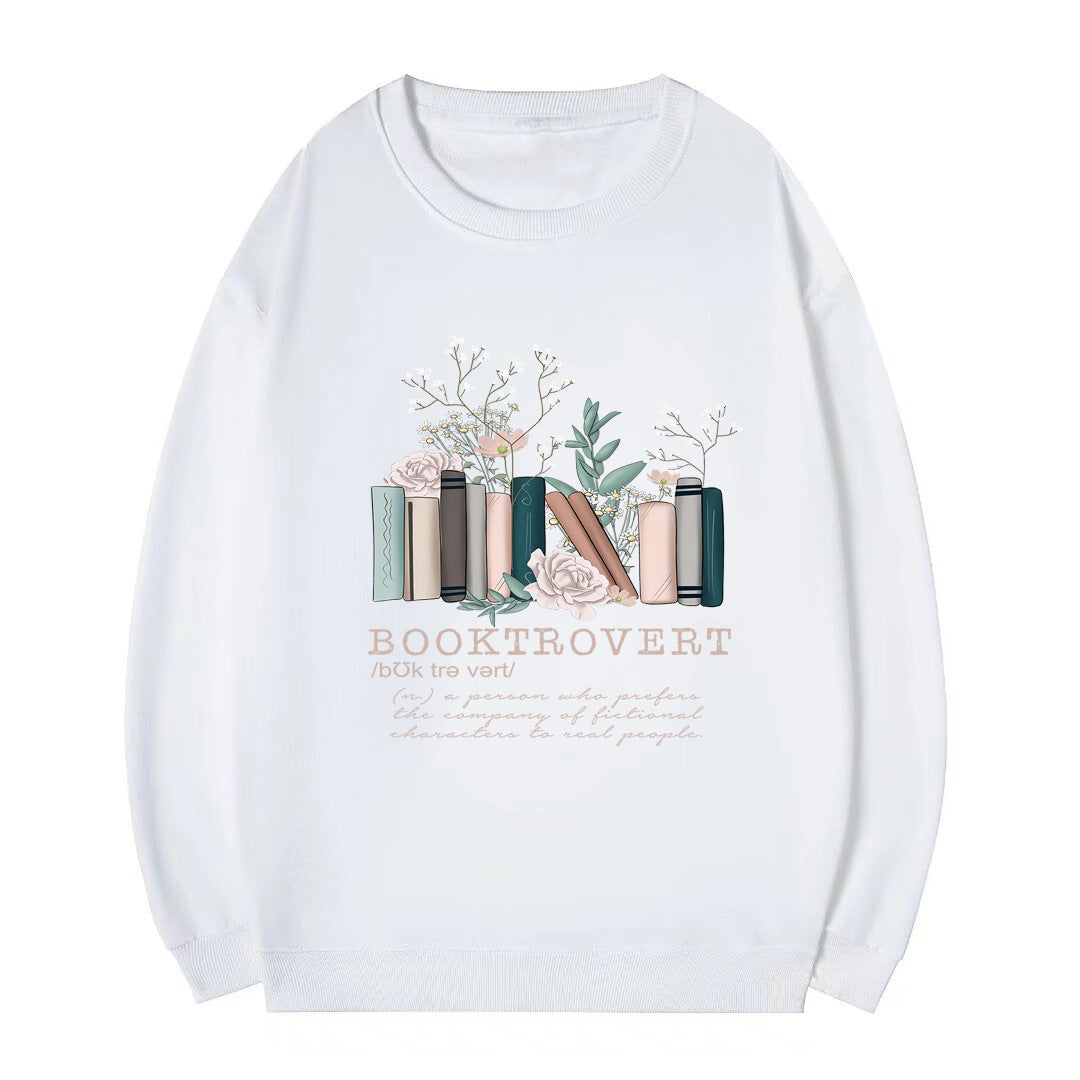 Damen Sweatshirt Bücherdesign Grau Eveloria