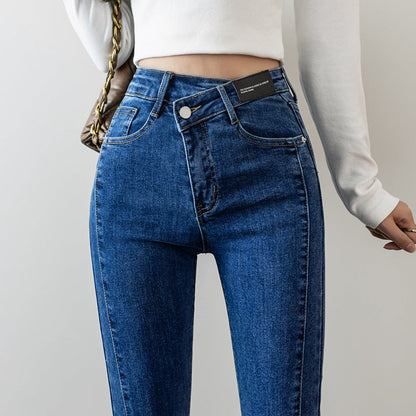 Damen Highwaist Flared Jeans mit Schlitzen Eveloria