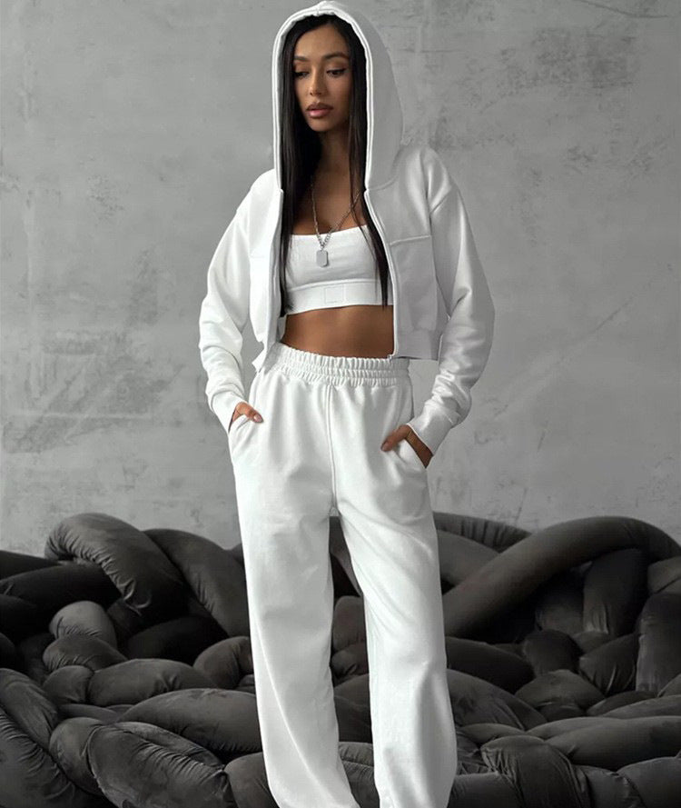 Damen Sportliche Hoodie Jogginghose Set Baumwolle