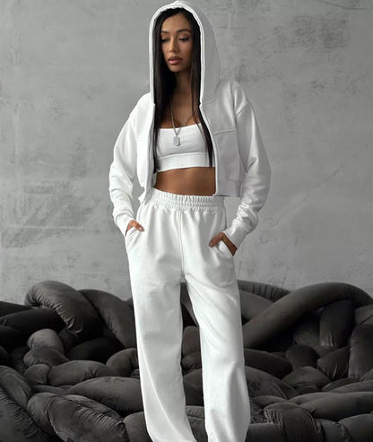 Damen Sportliche Hoodie Jogginghose Set Baumwolle