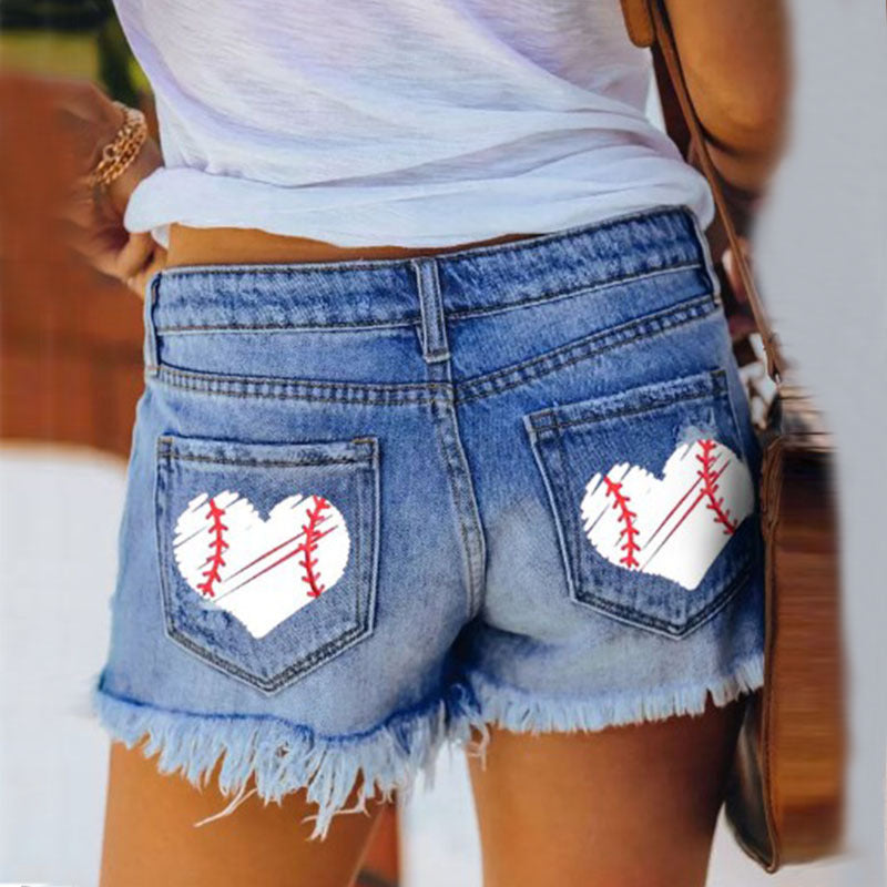 Damen Denim Shorts Destroyed Lässig Blau
