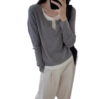 Damen Feinstrickpullover V-Ausschnitt Raglanärmel
