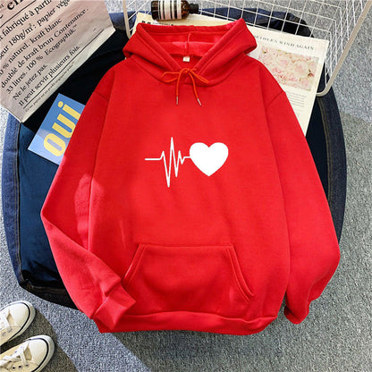 Damen Kapuzenpullover Herzschlagmotiv Eveloria