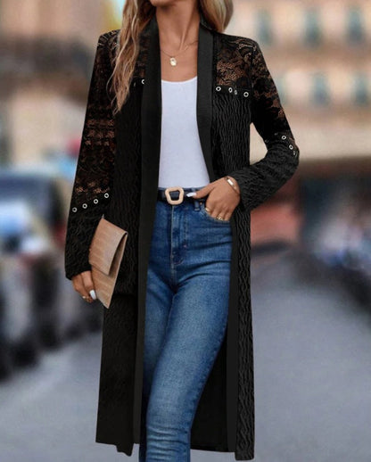 Damen Longjacke Spitzen-Design Eveloria