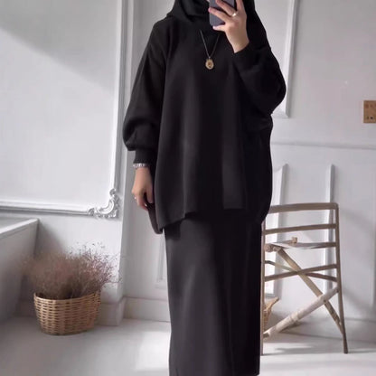 Damen Two-Piece Set Asymmetrisch Voluminöse Ärmel Eveloria