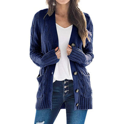 Damen Strickcardigan Zopfmuster mit Taschen Anthrazit