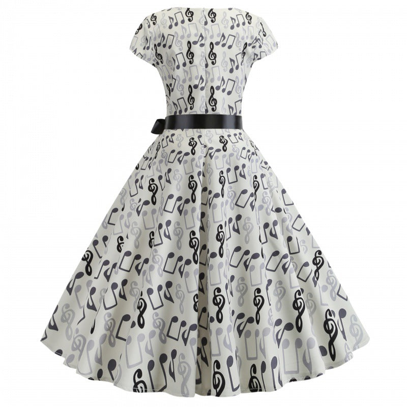 Damen Rockabilly Kleid Musikalemente Tailliert
