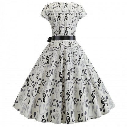 Damen Rockabilly Kleid Musikalemente Tailliert