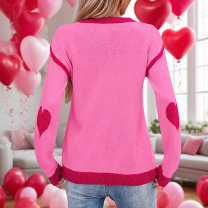 Damen Strickpullover Herzmotiv Lässig Eveloria