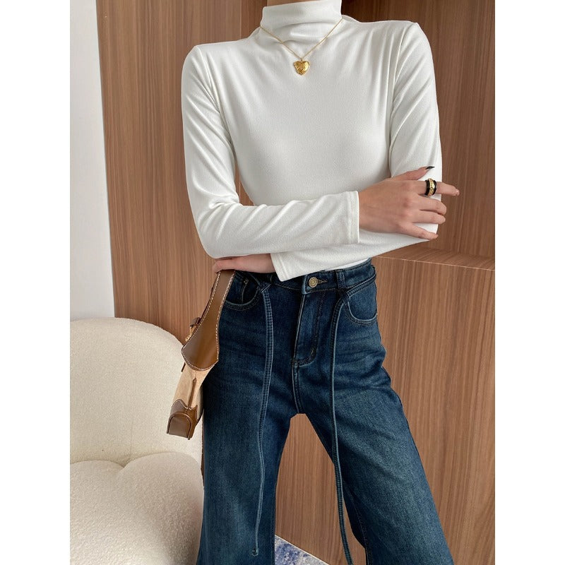 Damen Langarm Rollkragenpullover Feine Rippstruktur Eveloria