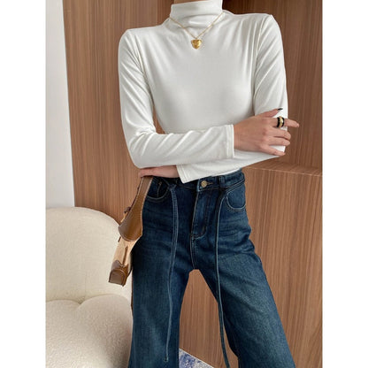 Damen Langarm Rollkragenpullover Feine Rippstruktur Eveloria