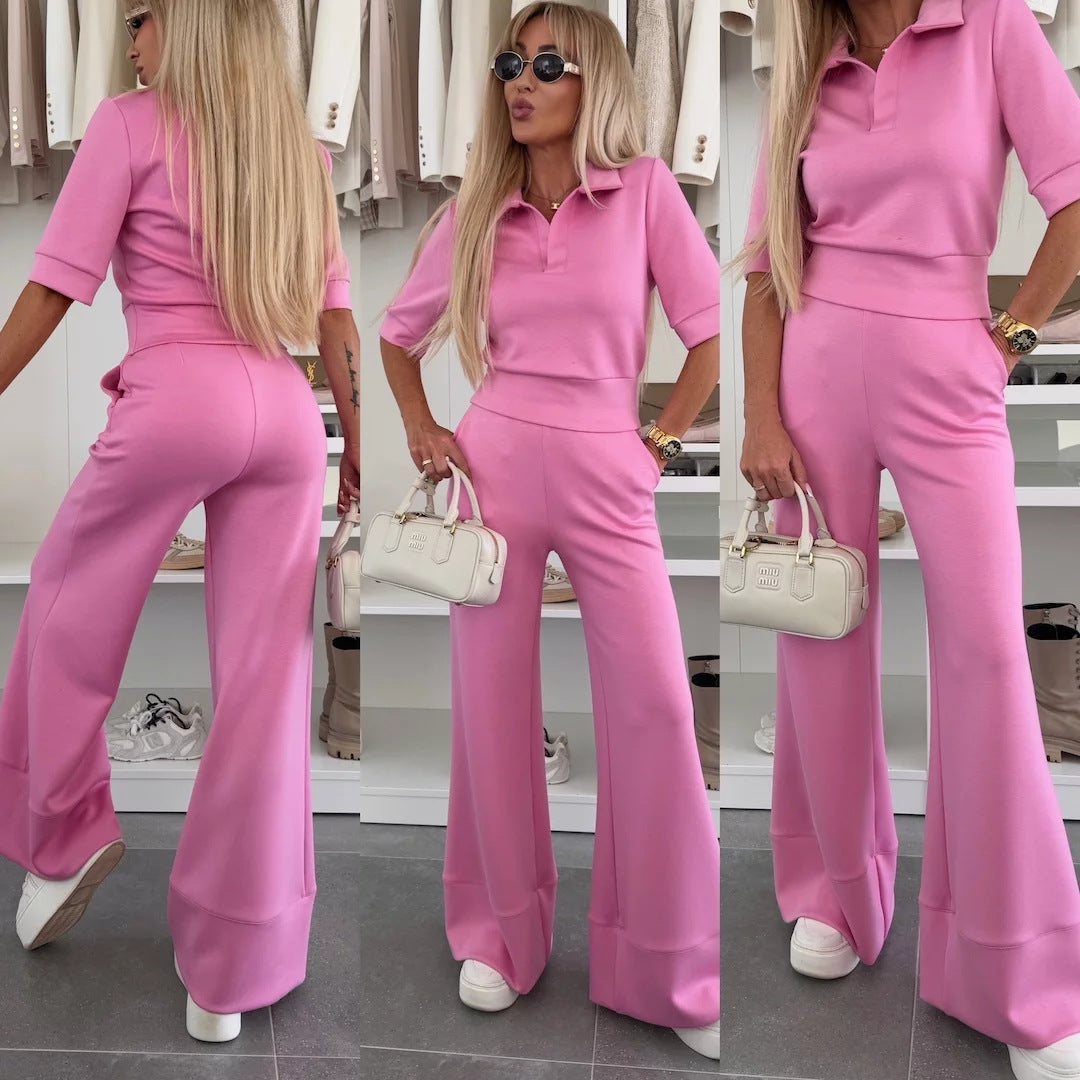 Eveloria Damen Polo- und Hose Set Elegantes Set aus Jersey