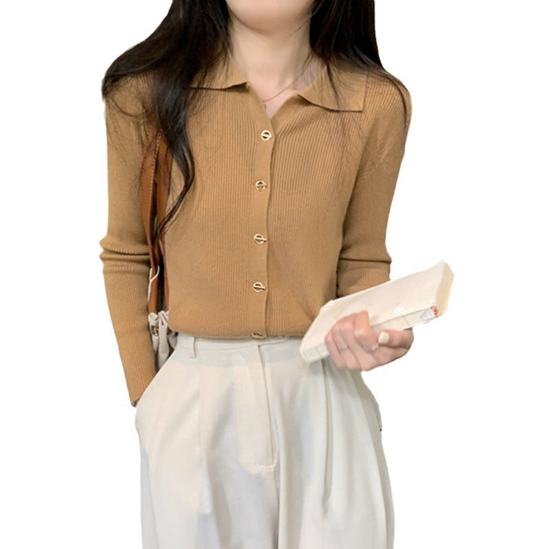 Damen Strickpullover mit Knöpfen und Rippmuster Fein