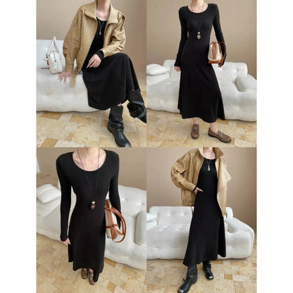 Damen Maxikleid Langärmlig Tailliert Eveloria