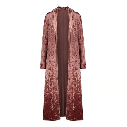 Damen Samt-Cardigan Offene Front Lässiger Schnitt Eveloria