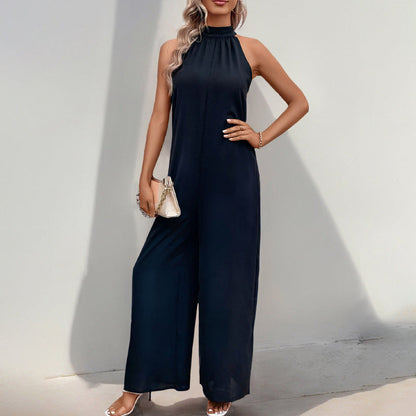 Damen Jumpsuit Hochhalter Weites Bein Eveloria