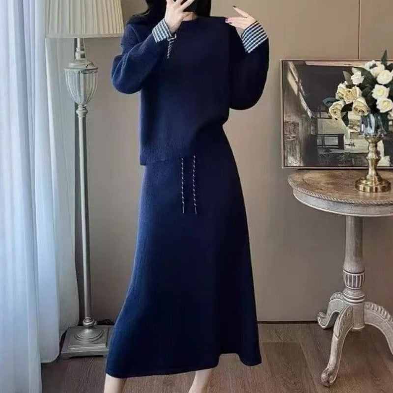 Damen Strickkleid mit Abnehmbarem Kragen und Tunnelzug Eveloria