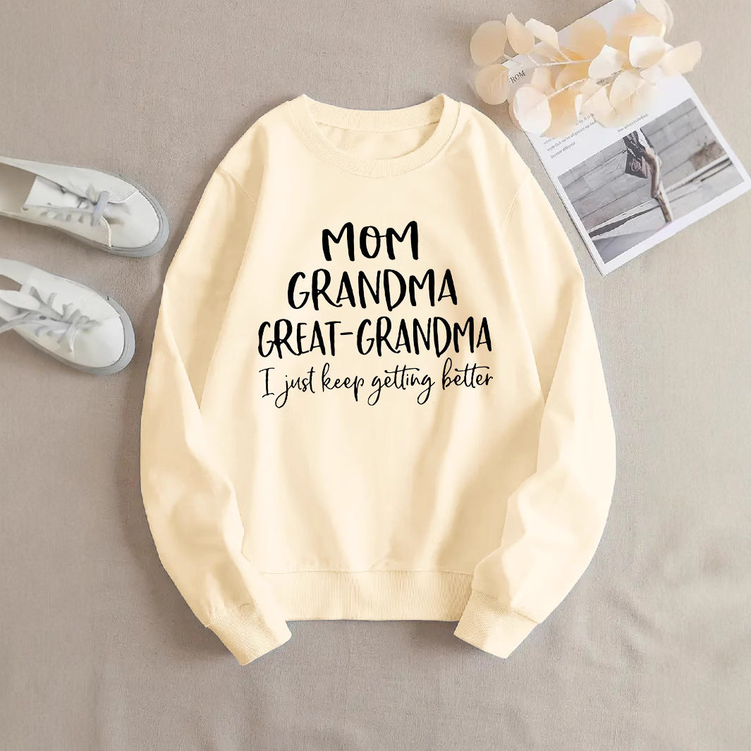 Damen Sweatshirt Familienaufdruck Bequem Grau Eveloria