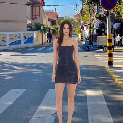 Damen Kleid mit Paillettenbesatz Figurbetonter Schnitt Glitzernd