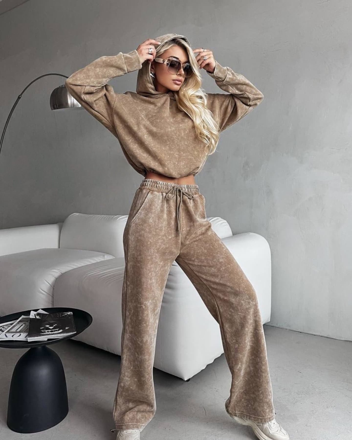 Damen Hoodie-Set Weite Hose Elastischer Bund Eveloria