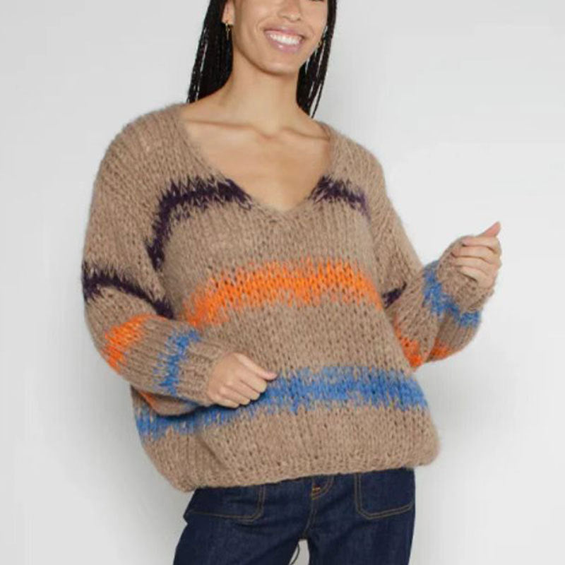 Damen Sweater Farbverlauf Pullover Merino-Wolle Pastell - Eveloria