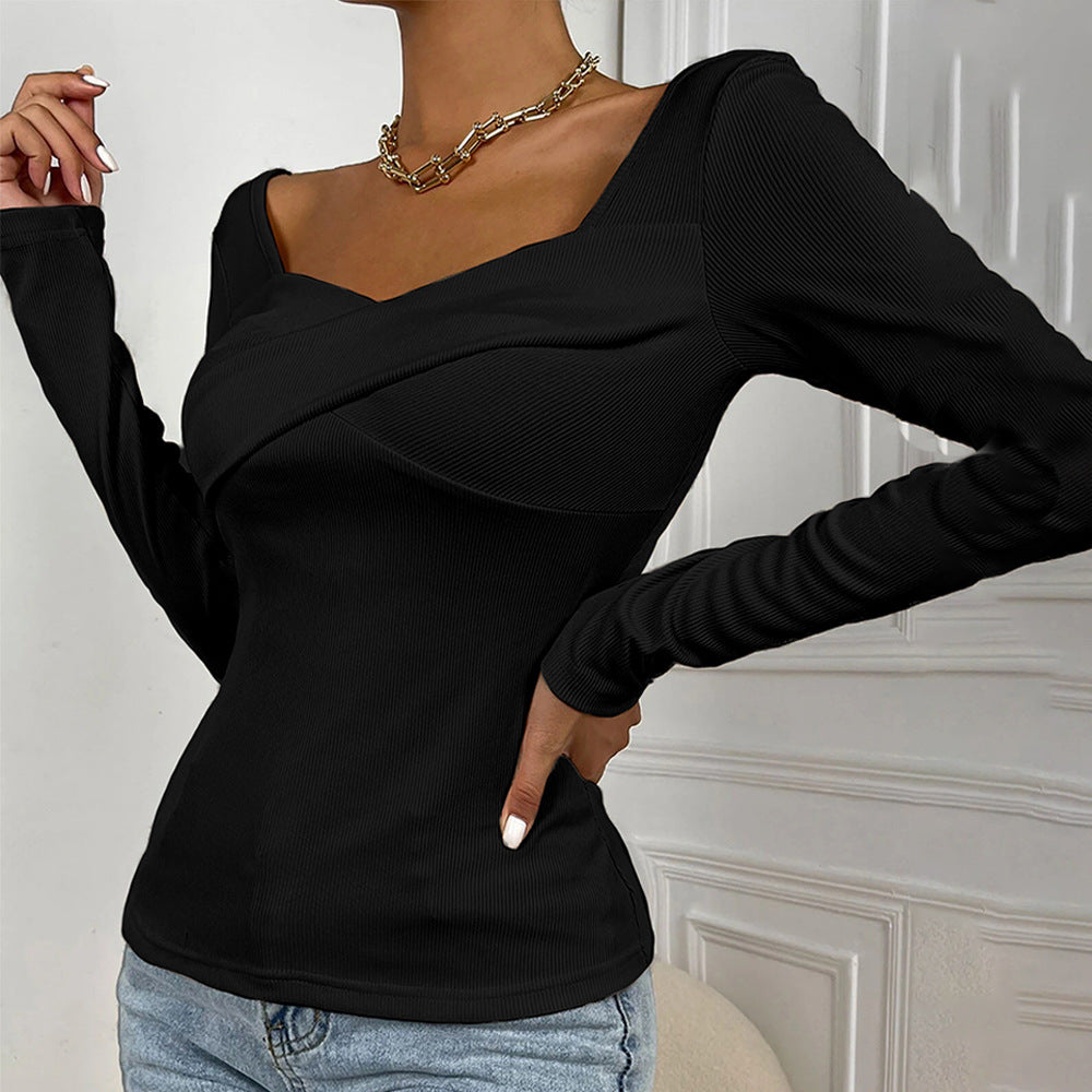 Damen Langarm-Bodysuit Wickel-Design