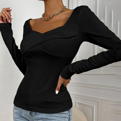 Damen Langarm-Bodysuit Wickel-Design