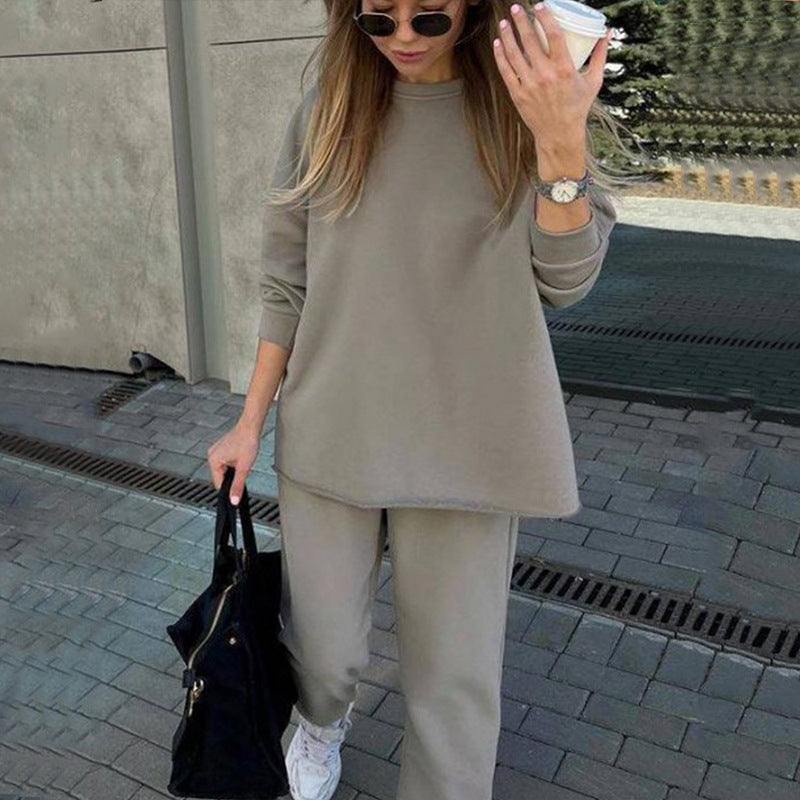 Damen Freizeitset Oversize-Pullover Weich Hose Beige